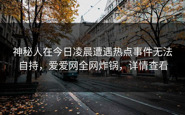 神秘人在今日凌晨遭遇热点事件无法自持,爱爱网全网炸锅,详情查看