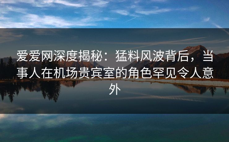 爱爱网深度揭秘:猛料风波背后,当事人在机场贵宾室的角色罕见令人意外