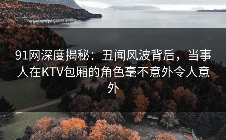 91网深度揭秘：丑闻风波背后，当事人在KTV包厢的角色毫不意外令人意外