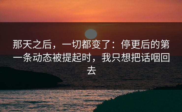 那天之后，一切都变了：停更后的第一条动态被提起时，我只想把话咽回去